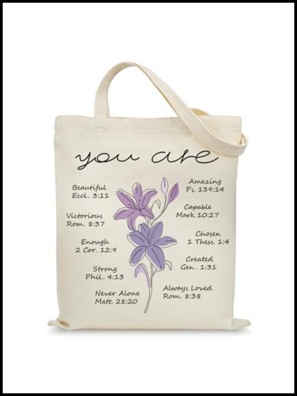 Canvas Tote Bag with Inner Pocket Double-Sided Floral Print Reusable